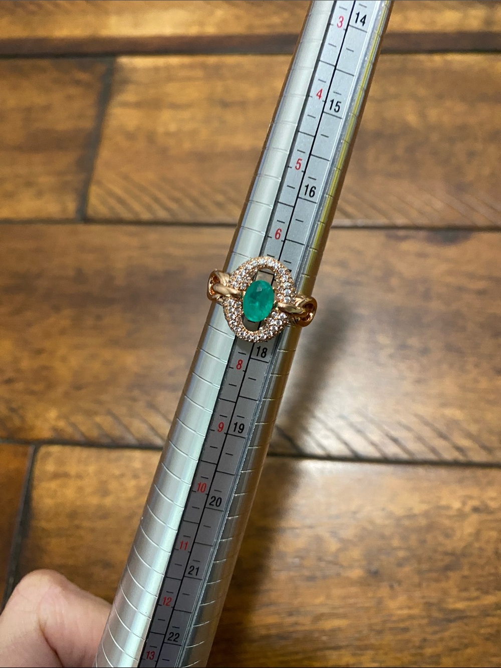 Bomb Party OG Originals Ring - The Cameo - Lab Emerald- Rose Gold Plating - 7
